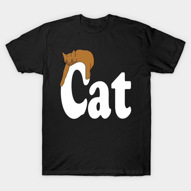 Cat Draped White Text T-Shirt by Barthol Graphics